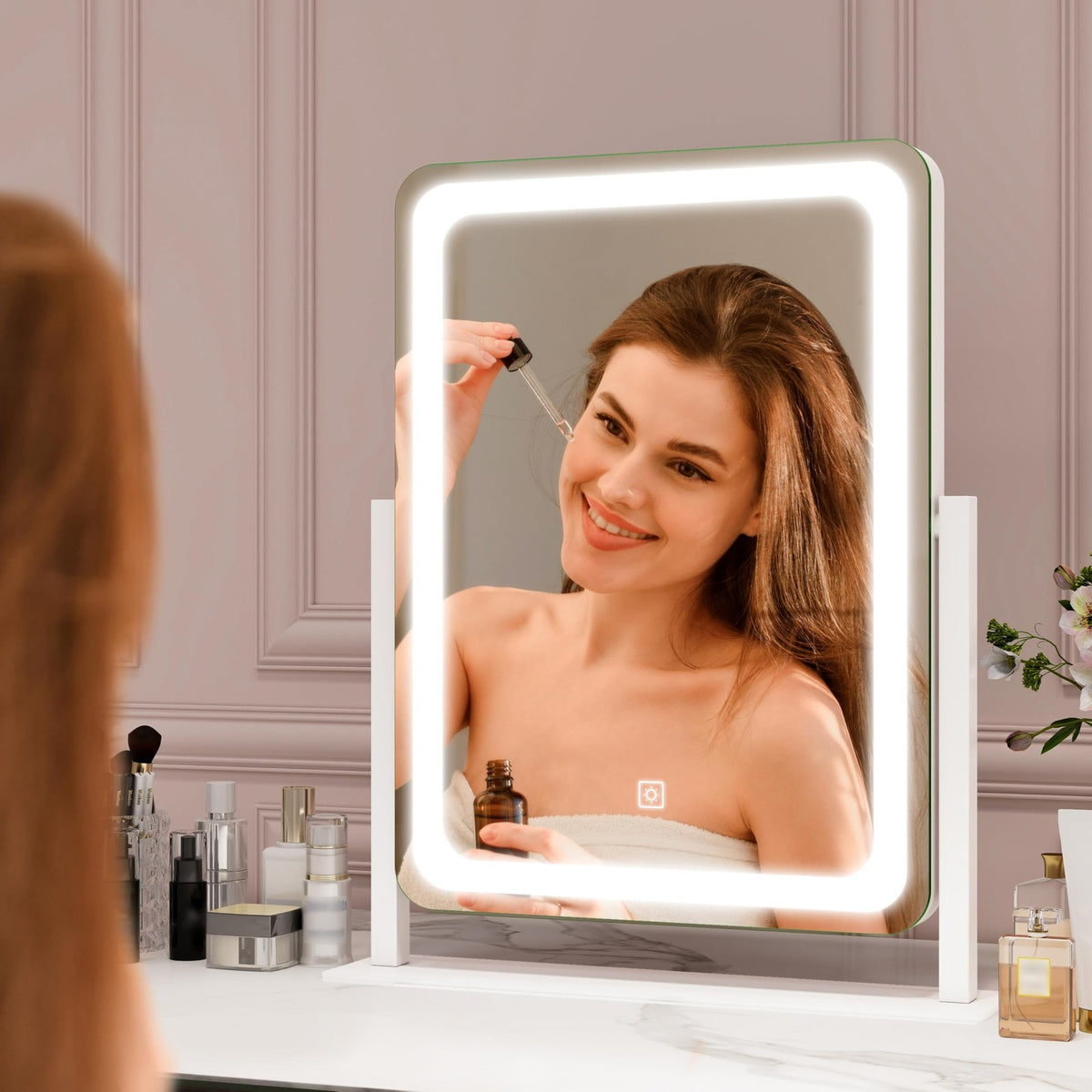 Vanity Mirror with Lights - 12.6x15 Inch LED Makeup Mirror, White