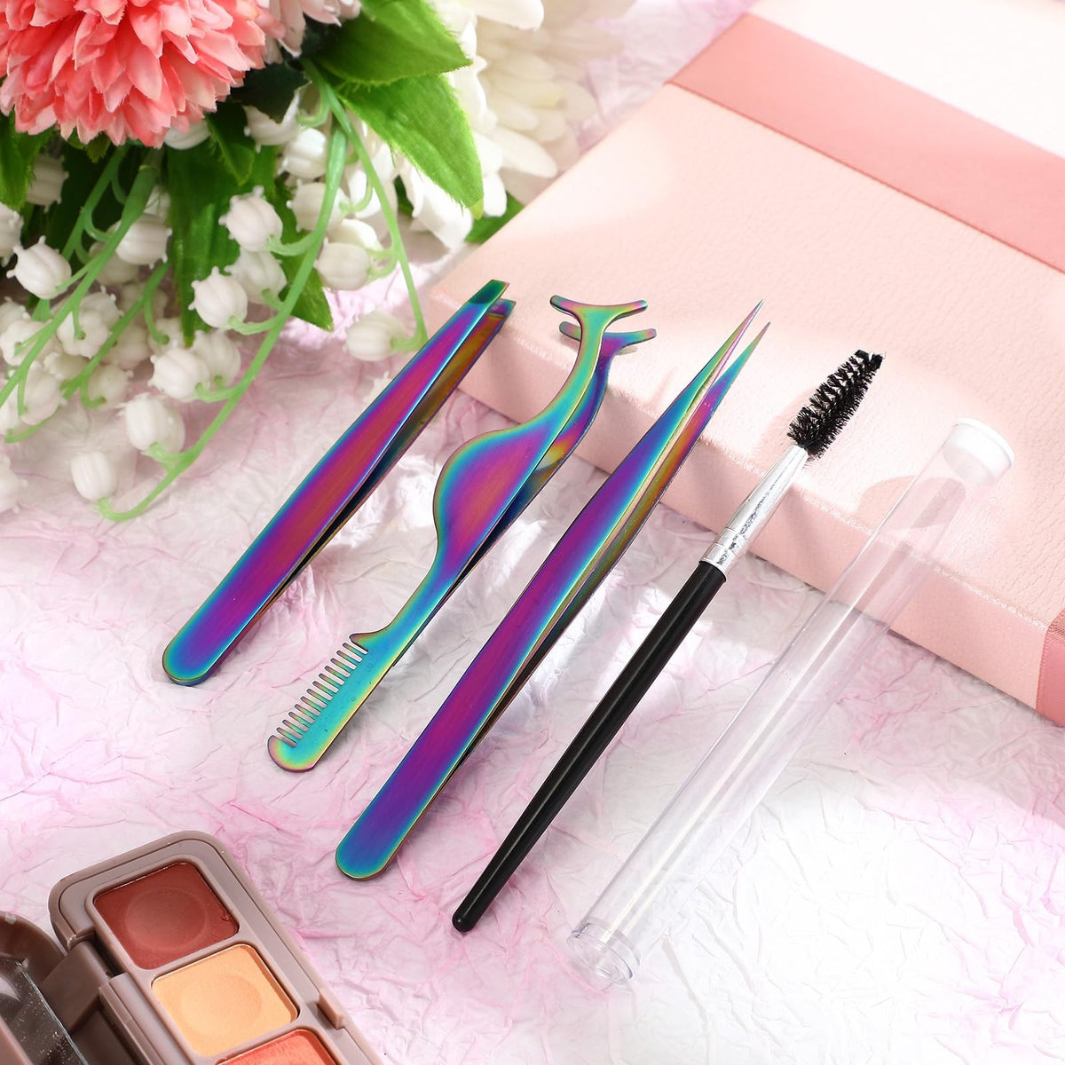 5-Piece Lash Applicator Tool Set with Tweezers, Brush & Storage Box