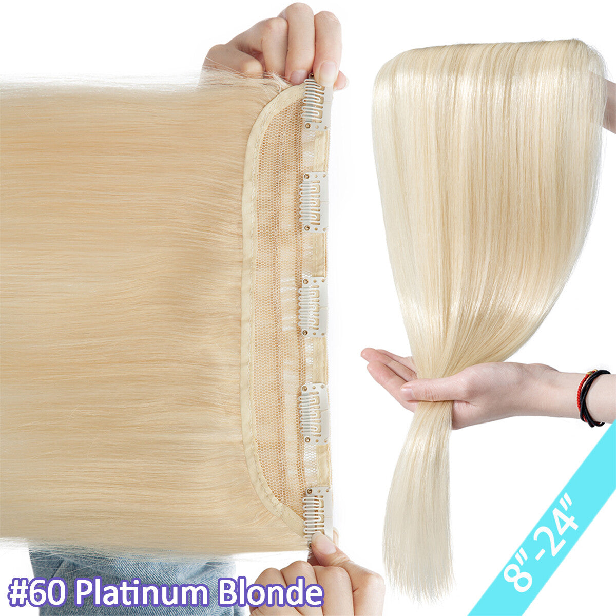 Women Clip-In Remy Human Hair Extensions Full Head Straight Ombre - Multiple Colors & Lengths