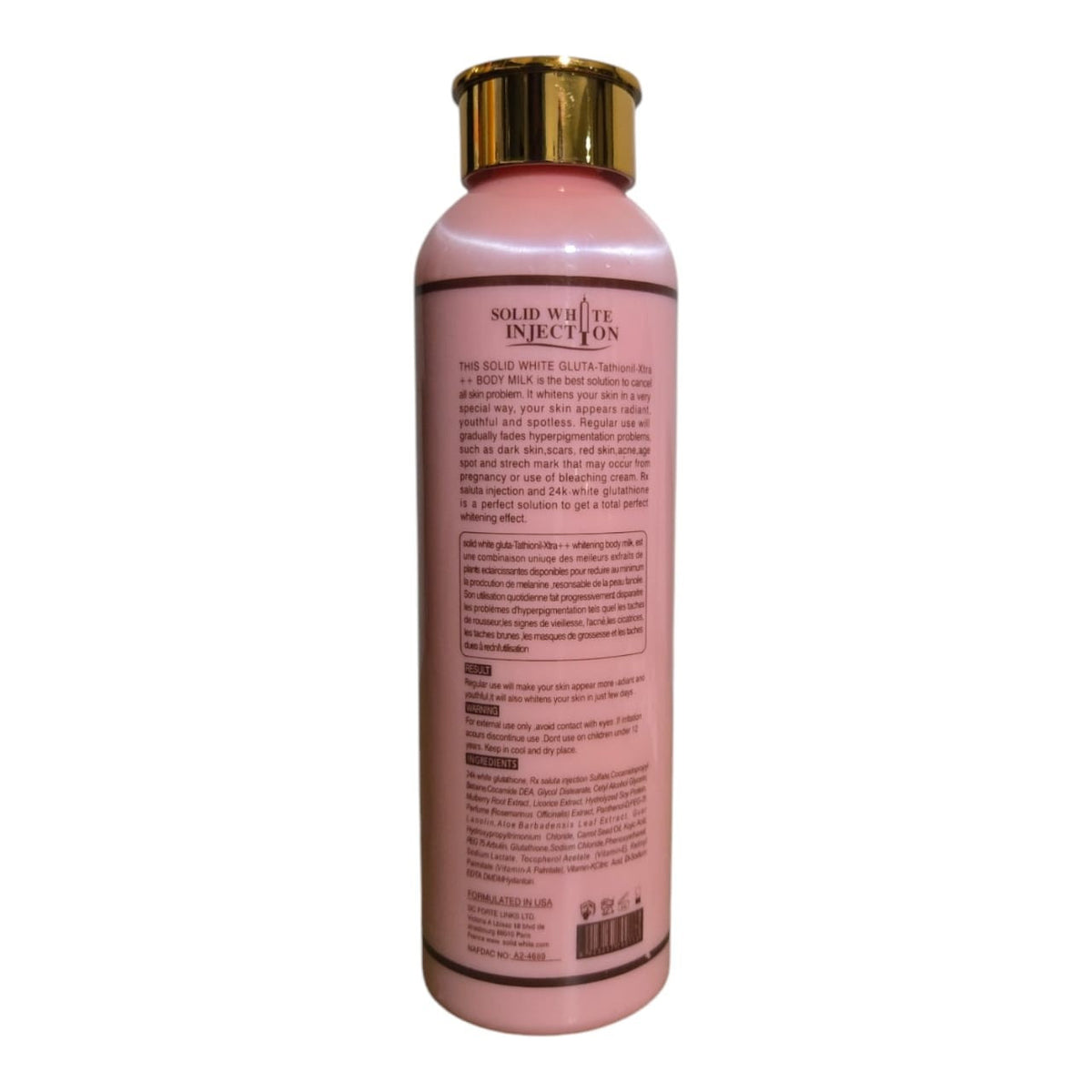 Solid White Gluta 24K White Glutathione Body Milk - Triple Strength, 400ml