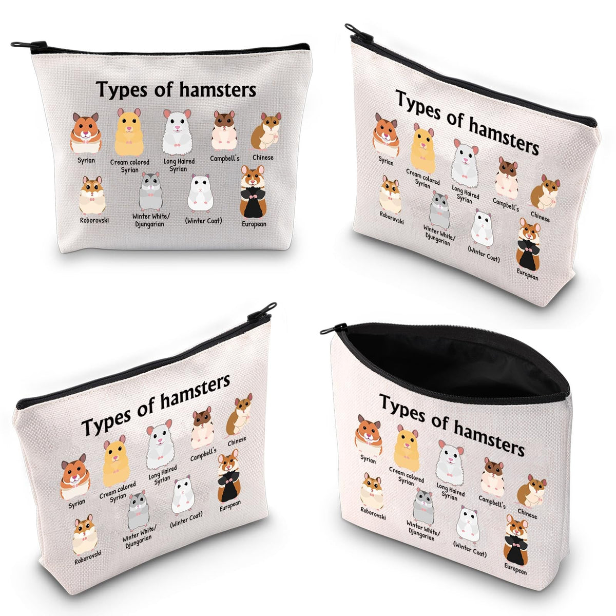 Hamster Makeup Bag - Cute Cosmetic Bag 23x18cm with Hamster Design