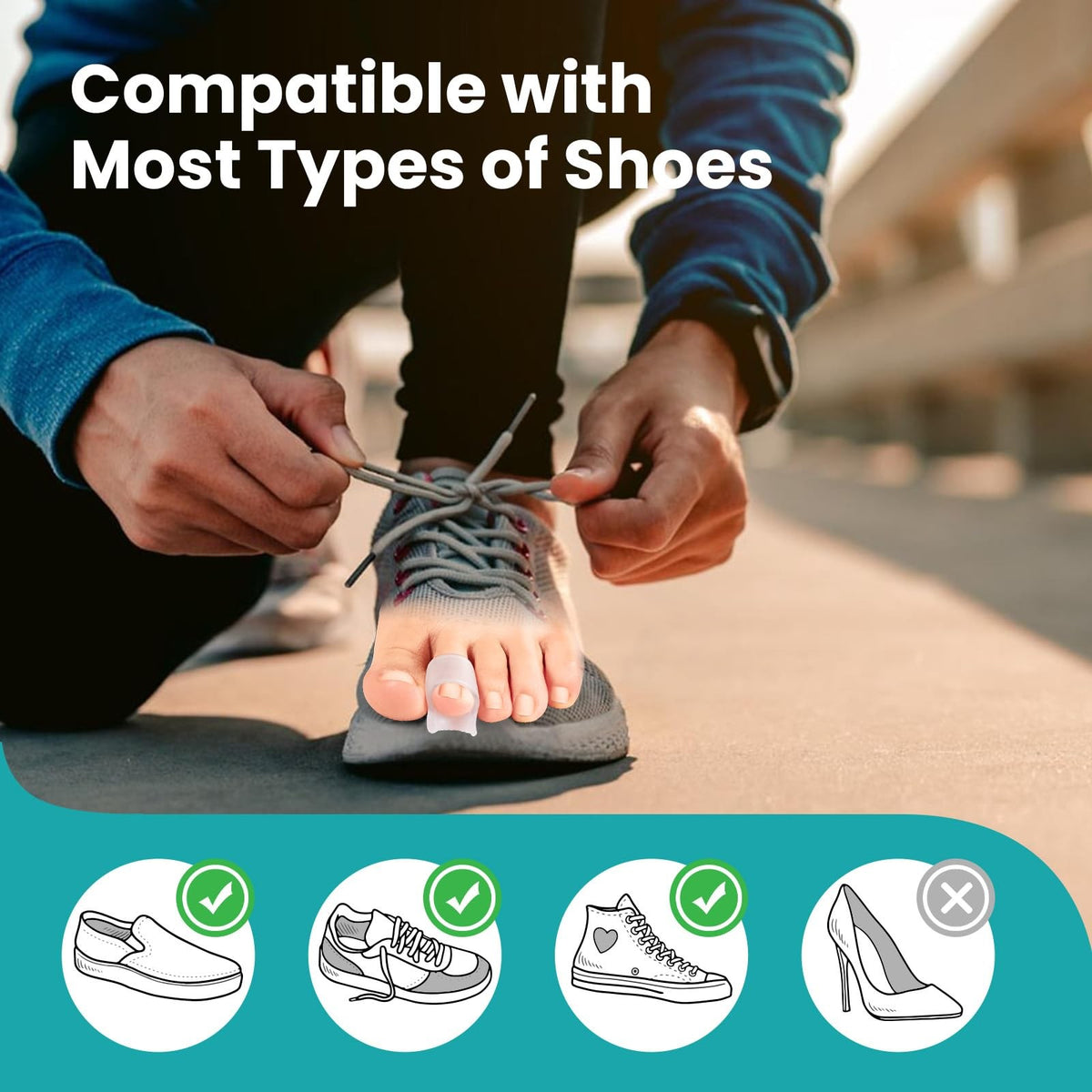 Hammertoe Corrector for Women - Soft Gel Toe Straighteners, Multi-Size, Clear