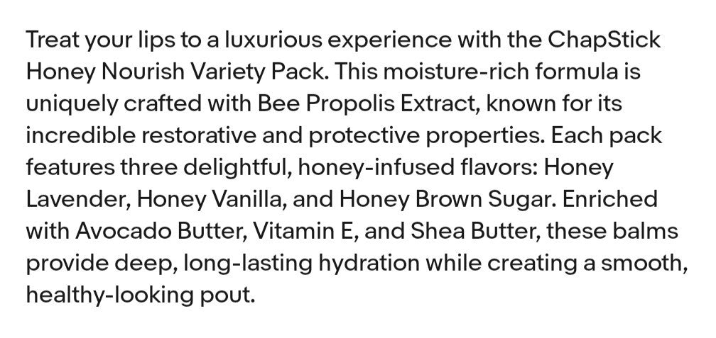 ChapStick Honey Nourish Lip Balm Variety Pack - Honey Lavender Vanilla Brown Sugar