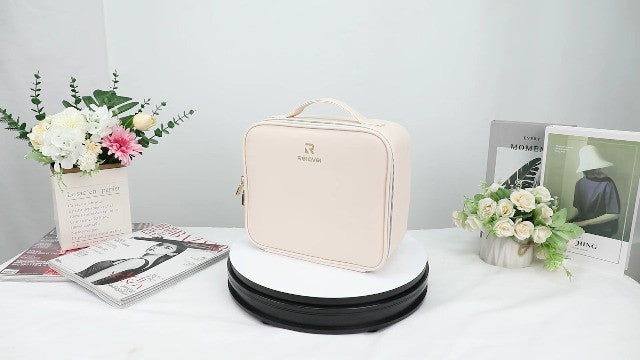 LED Makeup Bag with Light Up Mirror, Travel Cosmetic Organizer, Rechargeable