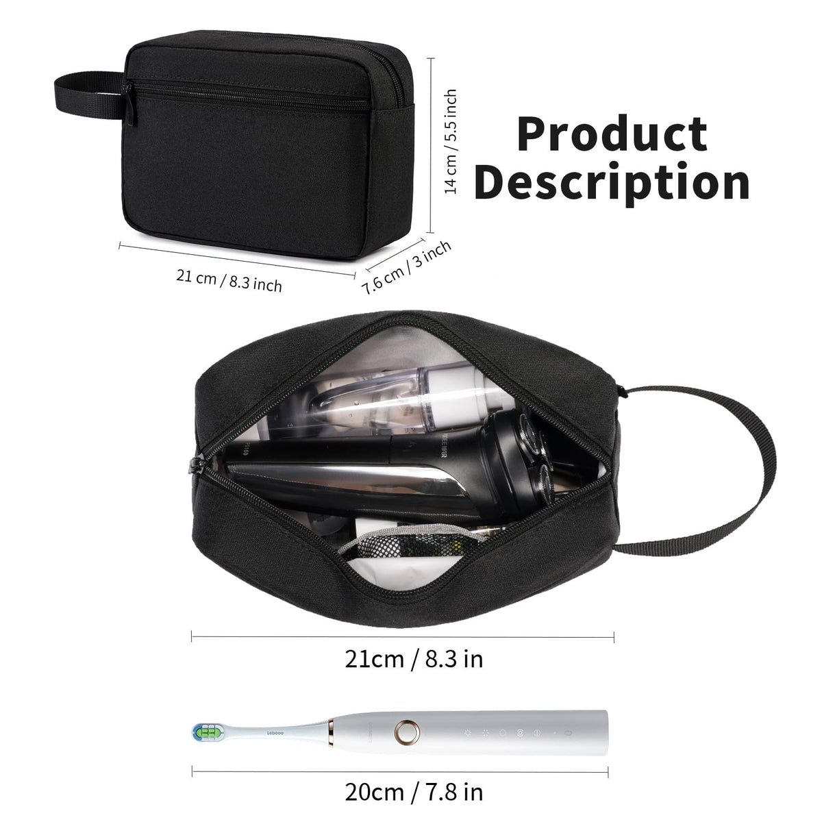 Travel Toiletry Bag - Small Water-Resistant Hanging Organizer, Compact Portable Dopp Kit