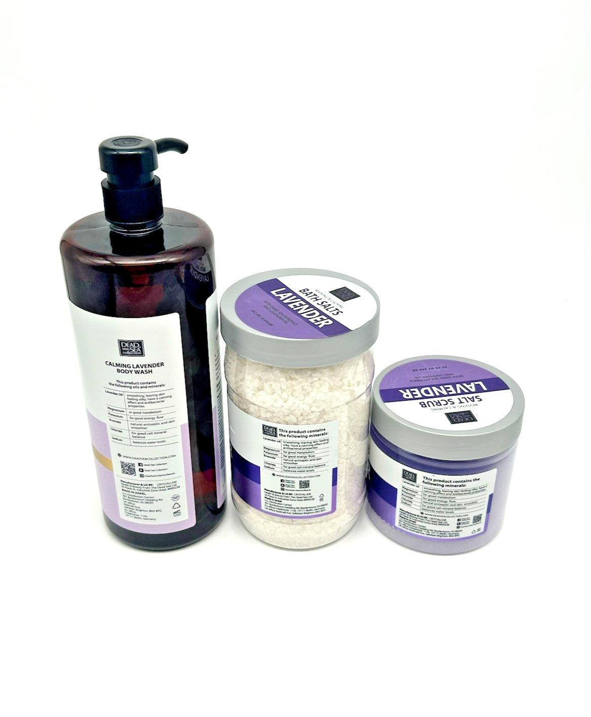 Dead Sea Collection Lavender Body Wash (33.8oz), Salts(34.2oz) &