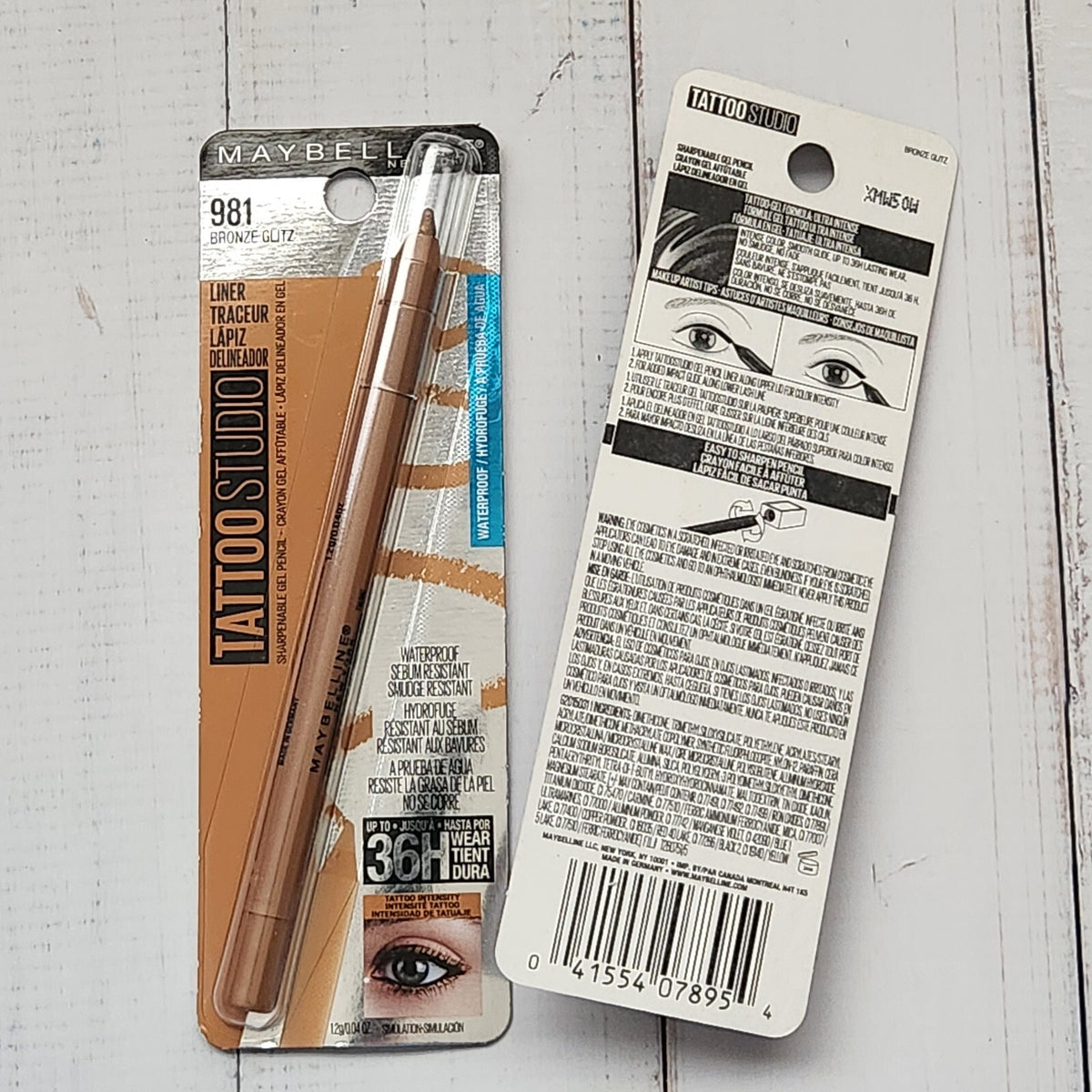 Maybelline Tattoo Studio Gel Pencil Eyeliner - Bronze Glitz Pack of 2