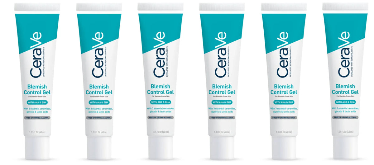 Acne Control Gel with AHA & BHA - CeraVe Blemish Treatment 1.35 fl oz 6 Pack