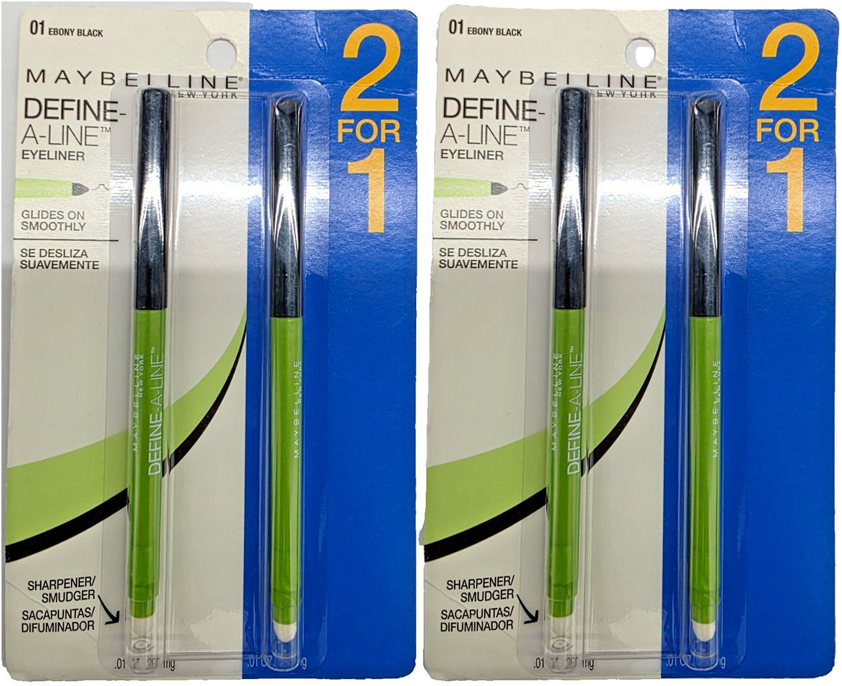 Maybelline Define-A-Line Eyeliner Duo Pack - Ebony Black 01, 2 Count