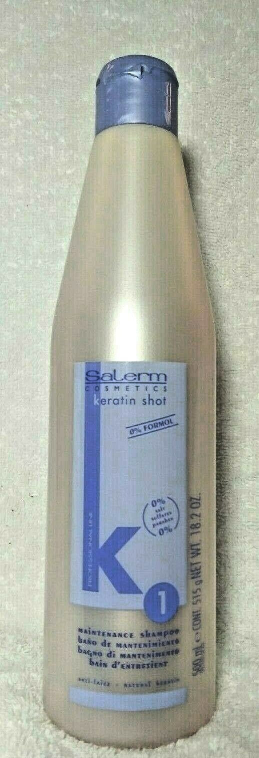 Salerm Keratin Shot 1 Maintenance Shampoo 18.2oz for Hair Straightening & Anti Frizz