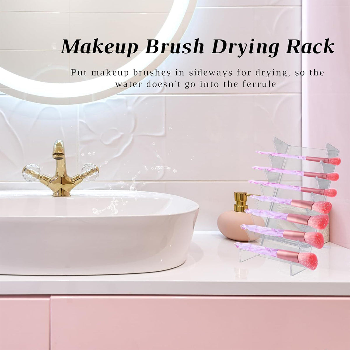 Acrylic Makeup Brush Holder Drying Rack Organizer Clear Stand