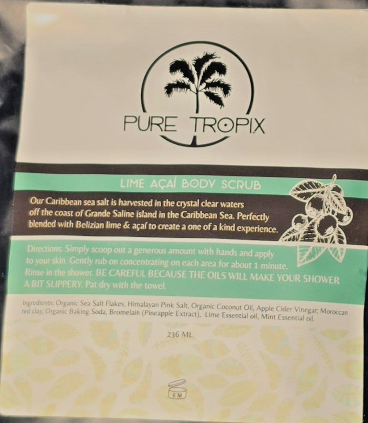 2-PackPure Tropix Lime Acai Body Scrub.Perfectly Blended w/Belizian &