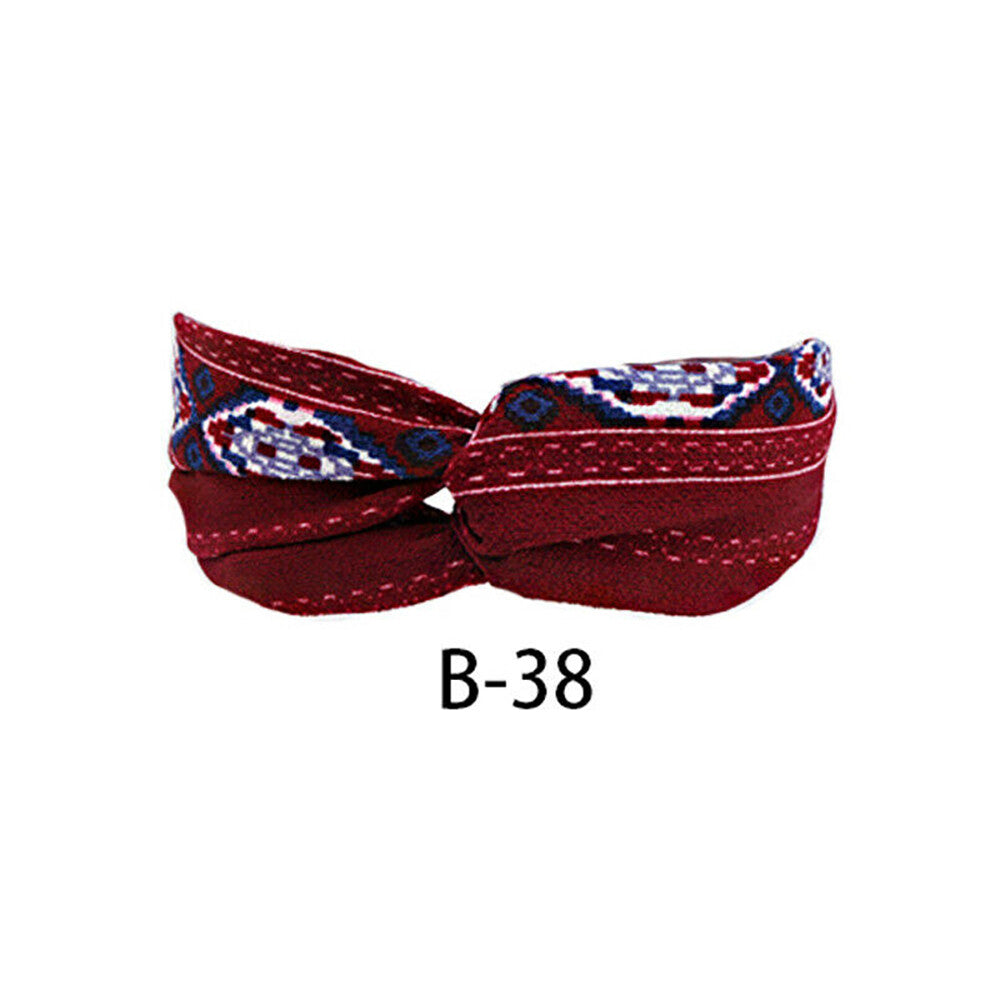 Multicolor Boho Floral Twist Knot Headband - Elastic Hair Wrap Turban