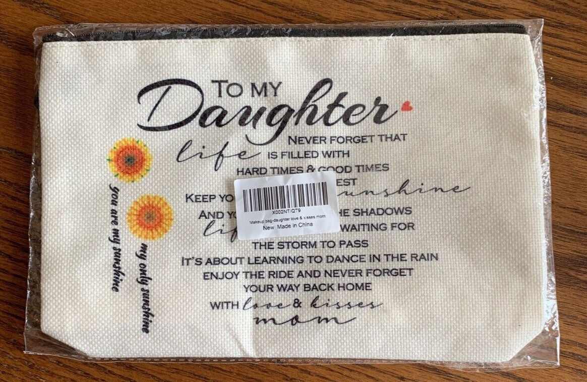 Personalized Makeup Bag for Daughter - Approx 9x6 Inches Gift with Love