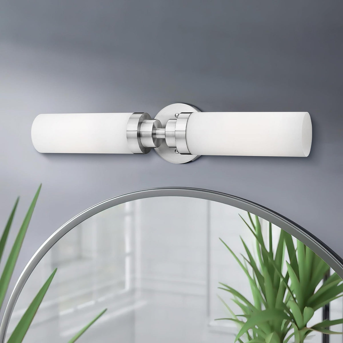 2-Light Modern Brushed Nickel Bathroom Vanity Light Fixture 22 Inch Wall Sconce