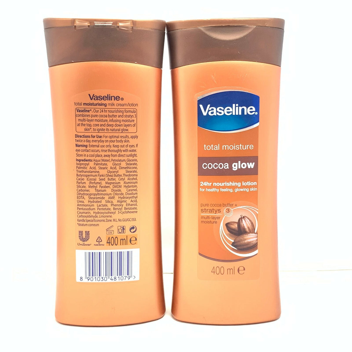 Vaseline Total Moisture Cocoa Glow Lotion 400ml - Pack of 2