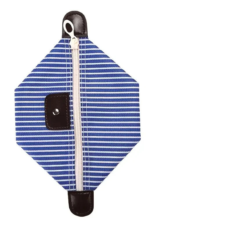 Large Foldable Travel Cosmetic Bag Waterproof Blue Striped Dumpling Style