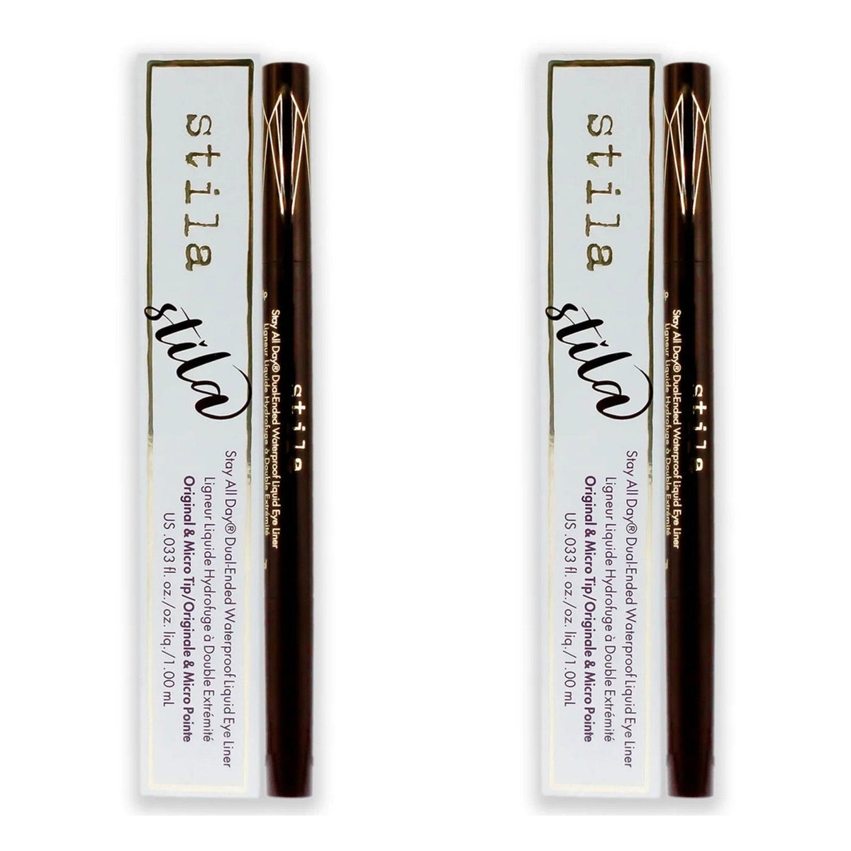 Waterproof Liquid Eye Liner Duo - Dark Brown, Long-Lasting, Dual-Ended