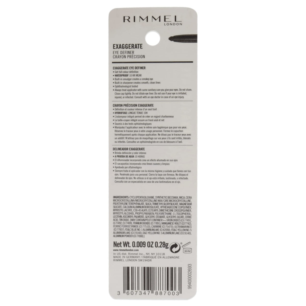 Waterproof Eye Definer Pencil - Rich Brown, Long-Lasting, Retractable