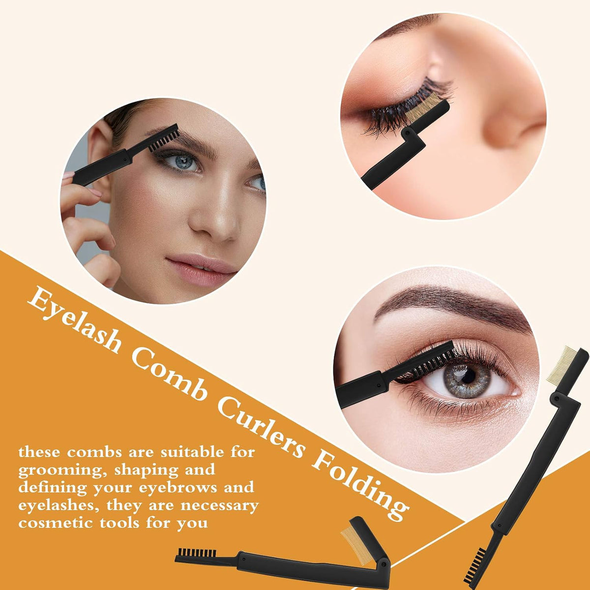 2PCS Folding Eyelash Comb & Eyebrow Separator Makeup Tool for Women