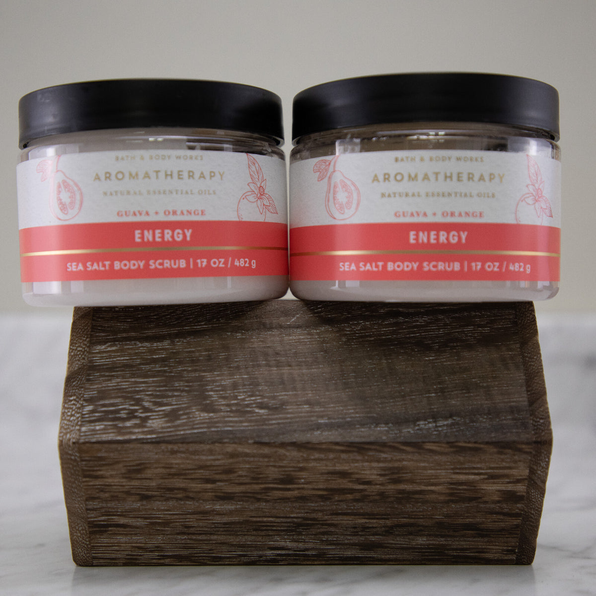 Bath & Body Works Aromatherapy Energy Guava Orange Sea Salt Scrub X2