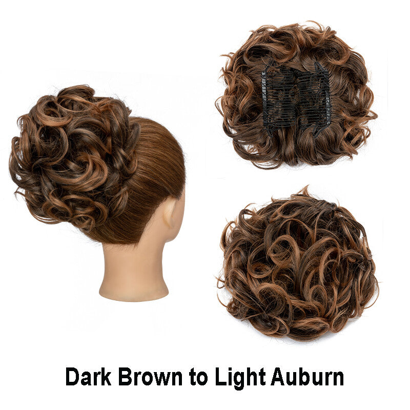Large Curly Clip-In Hair Bun Extension for Thick Updos - Multiple Colors