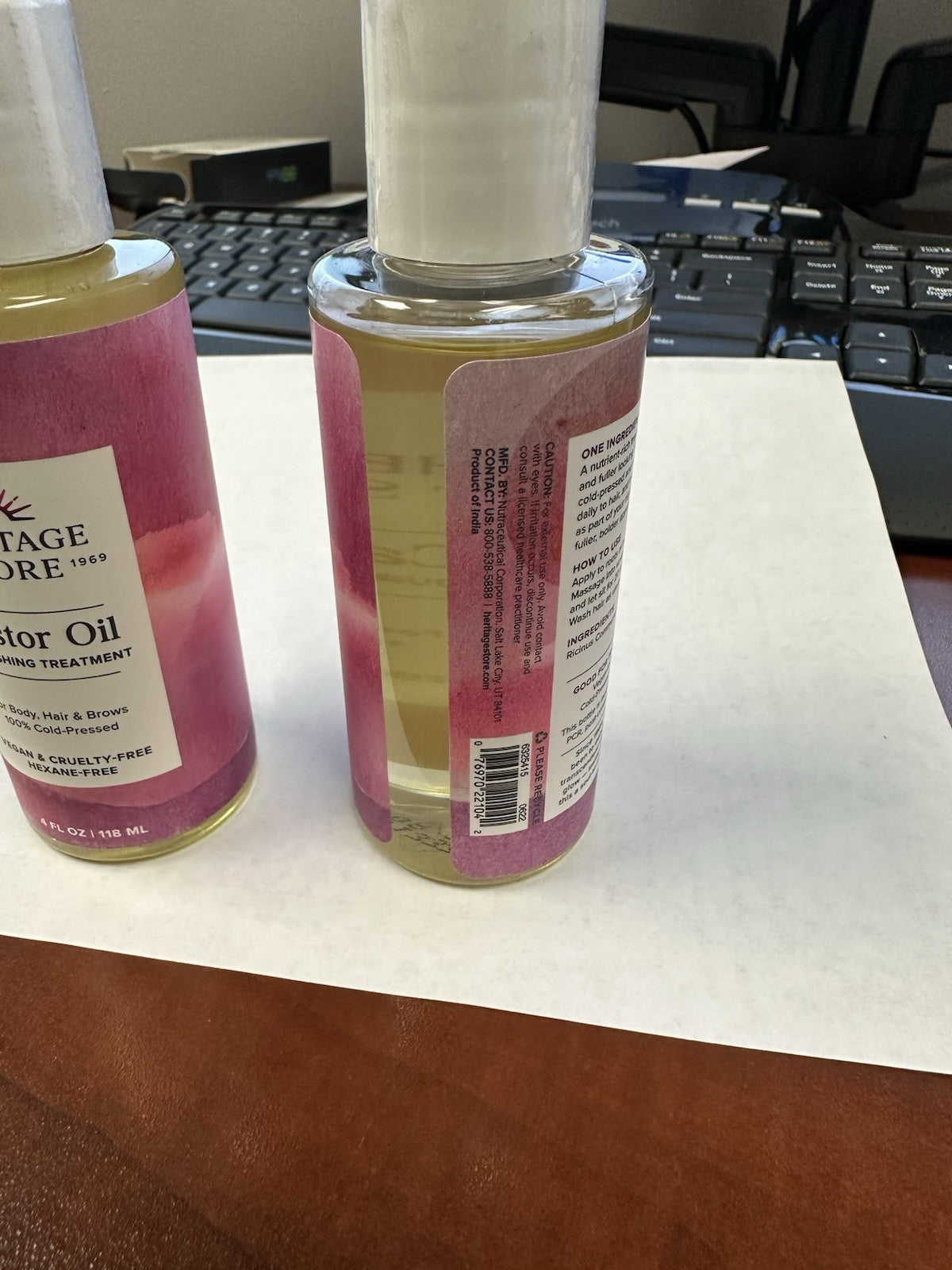 Hexane-Free Castor Oil - Pure Cold-Pressed, 4 fl oz for Skin & Health