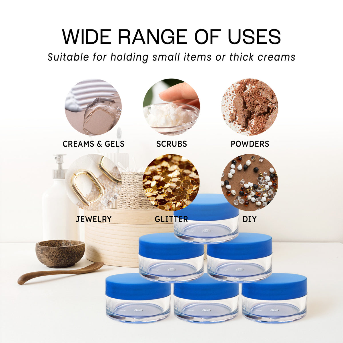 120 Pcs 20G/20ML Clear Cosmetic Sample Jars with Blue Lids BPA Free