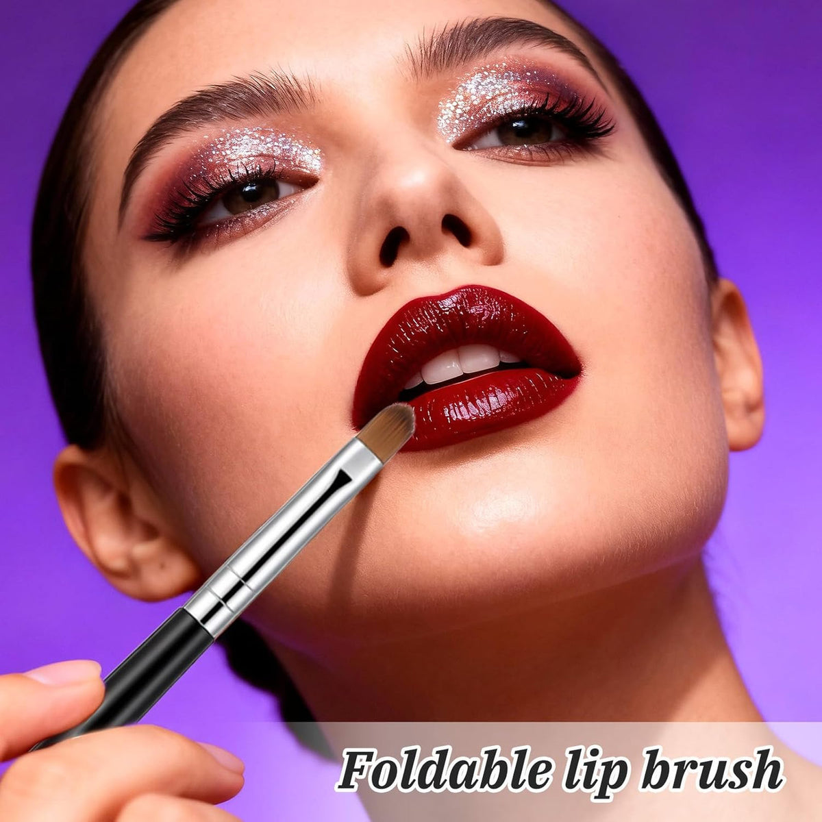 Retractable Lip Brush Set - 6 Silver Makeup Applicators for Precise Lipstick & Gloss