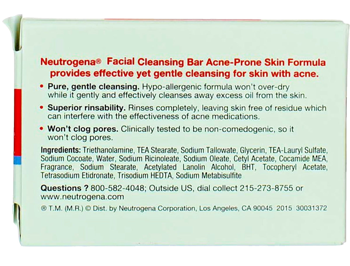 Neutrogena Glycerin Facial Cleansing Bar for Acne-Prone Skin 3.5oz