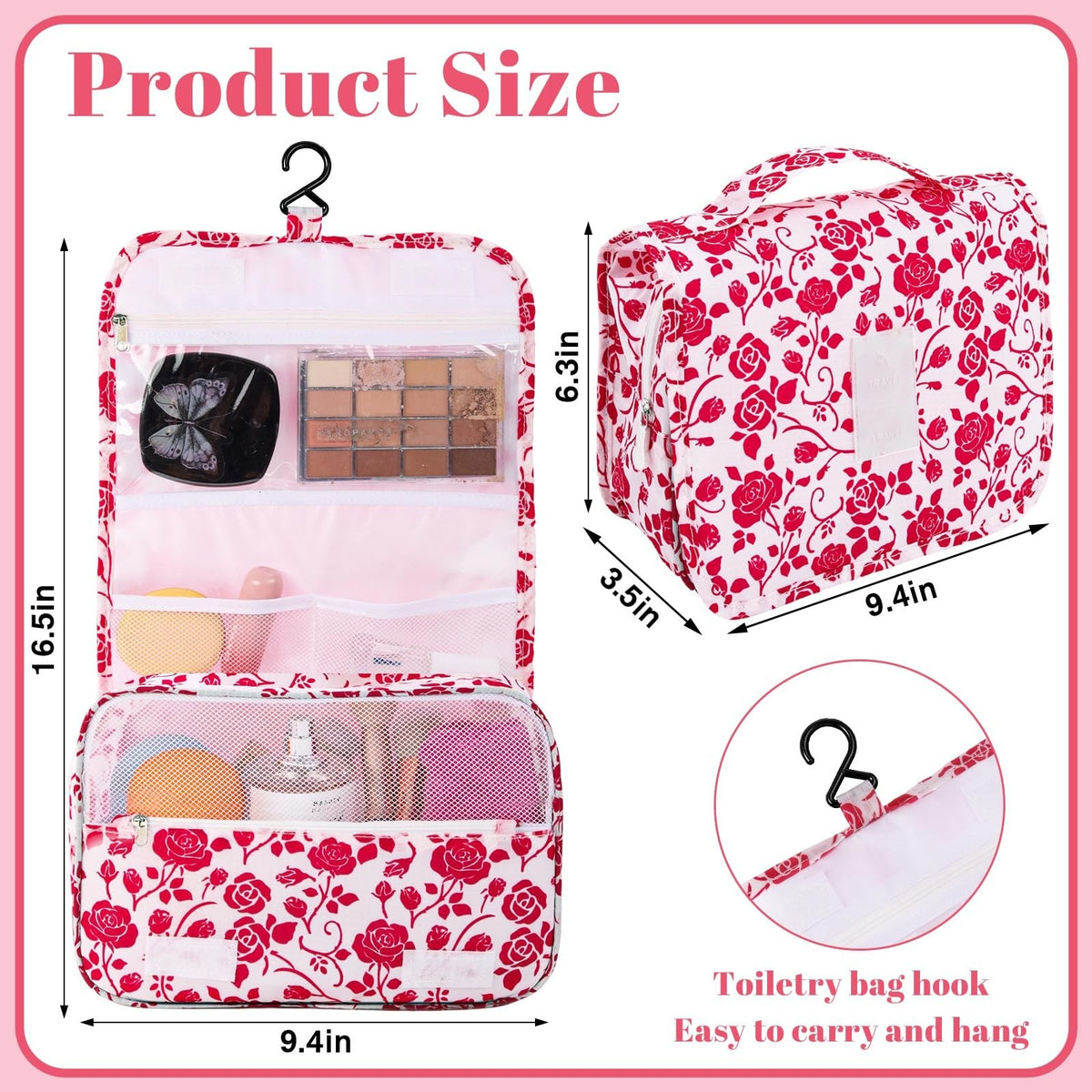 Waterproof Hanging Toiletry Bag with Multiple Compartments Travel Organizer