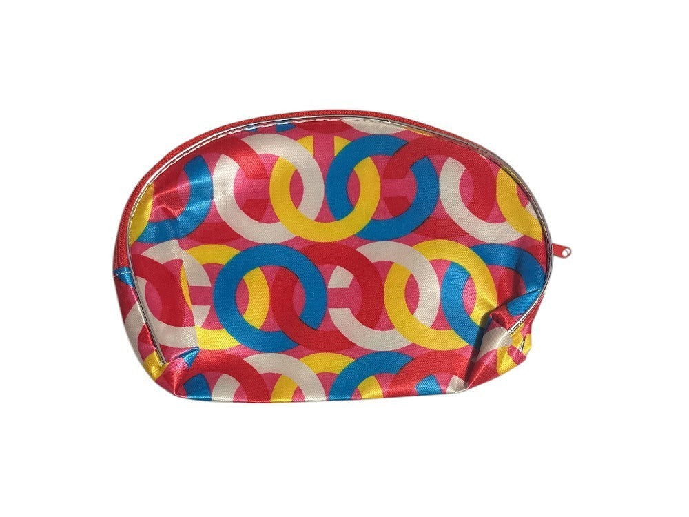 Large Zipper Cosmetic Bag 5x8 Inch Circle Pattern Travel Makeup Storage