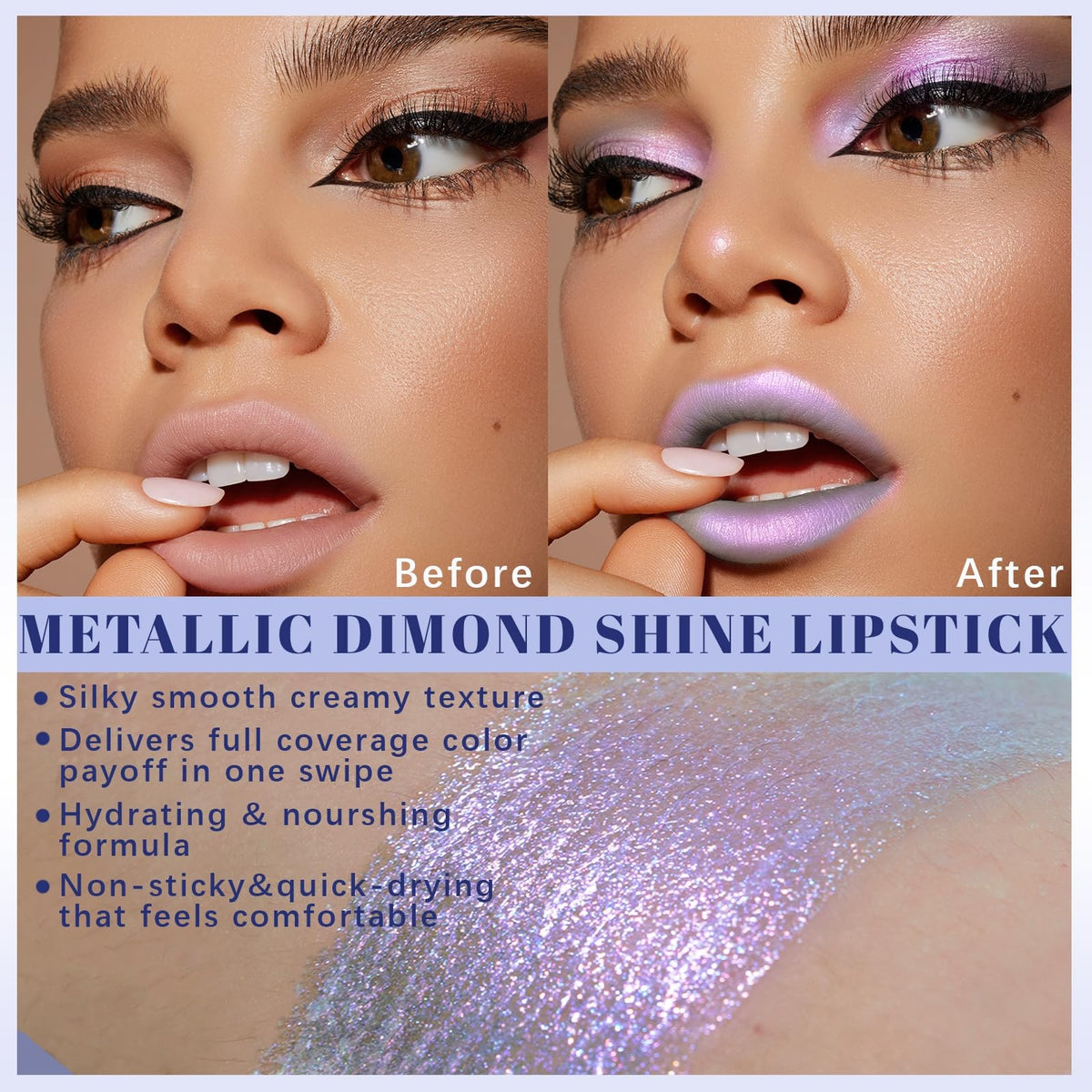 Chameleon Color-Shifting Glitter Lipstick - Silver Pink 0.12oz