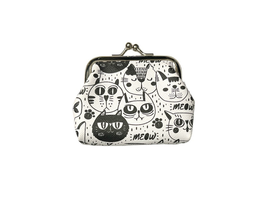 Large Zipper Cosmetic Bag & Coin Purse Set - Black Trim
