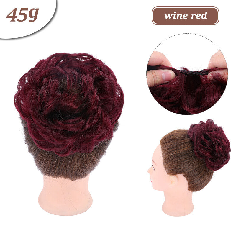 Natural Curly Messy Bun Hair Piece Extensions - Real Human Hair, Updo Scrunchie