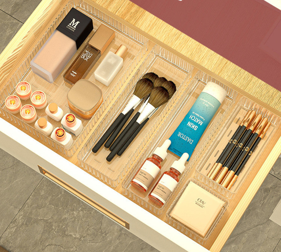 Clear Acrylic Drawer Organizer Set for Makeup and Skincare - 10 Pack