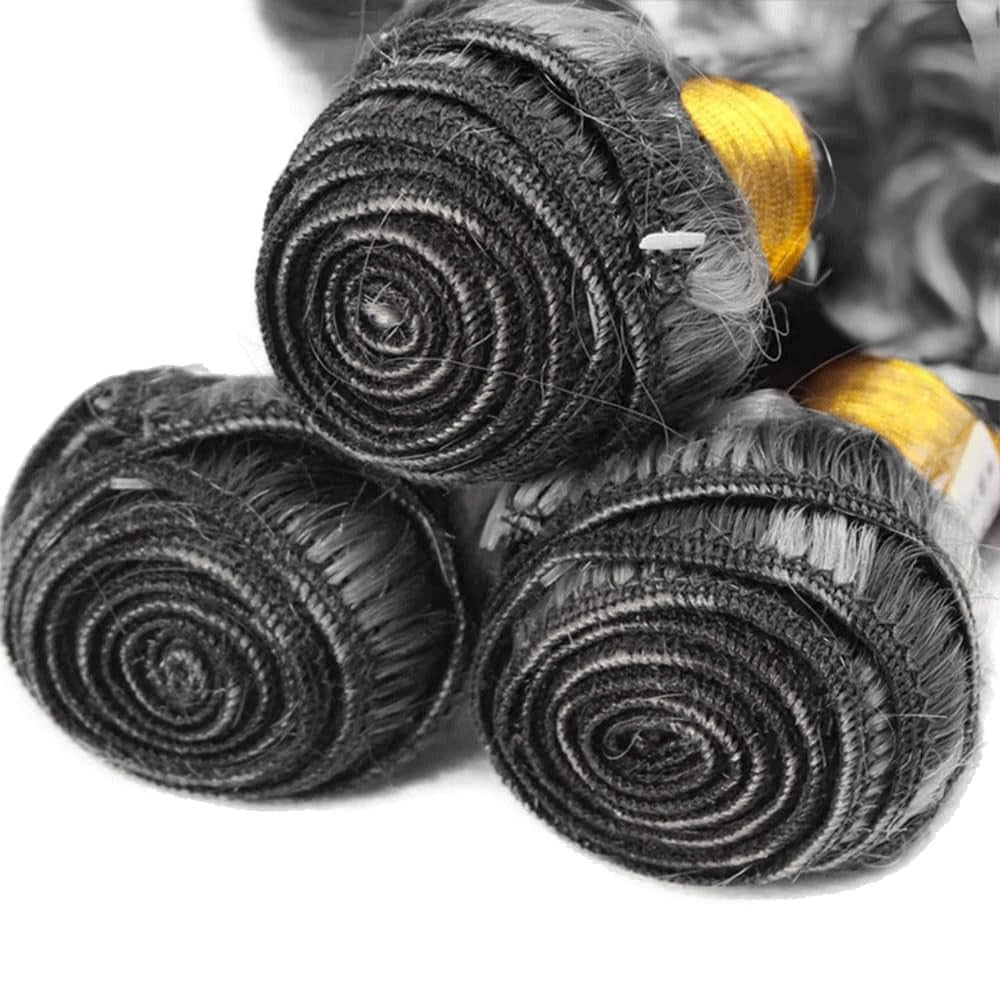 Water Wave Human Hair Bundles Grey P1BGR 22 Inch Natural Brazilian Virgin Hair