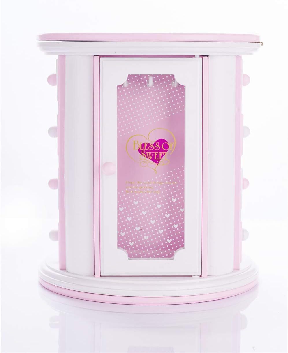 Girls Musical Jewelry Box with Pink Finish and 3 Drawers - Kids Necklace Storage Case