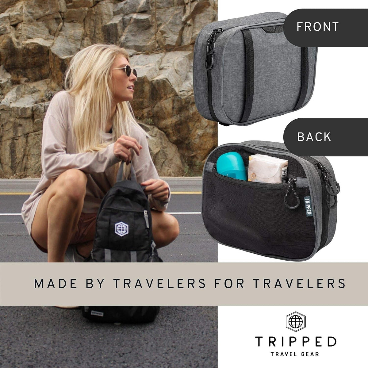 3-Piece Travel Toiletry Bag Set with Hanging Bag TSA Liquids Bag & Organizer