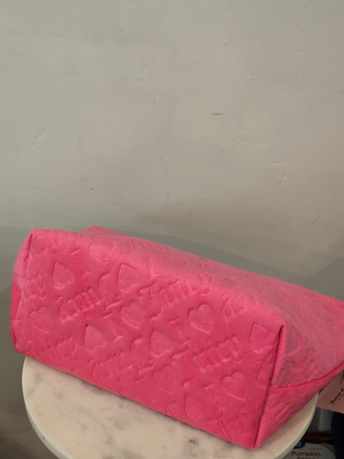 Pink Velour Travel Cosmetic Bag with Toiletry Bottle - Juicy Couture