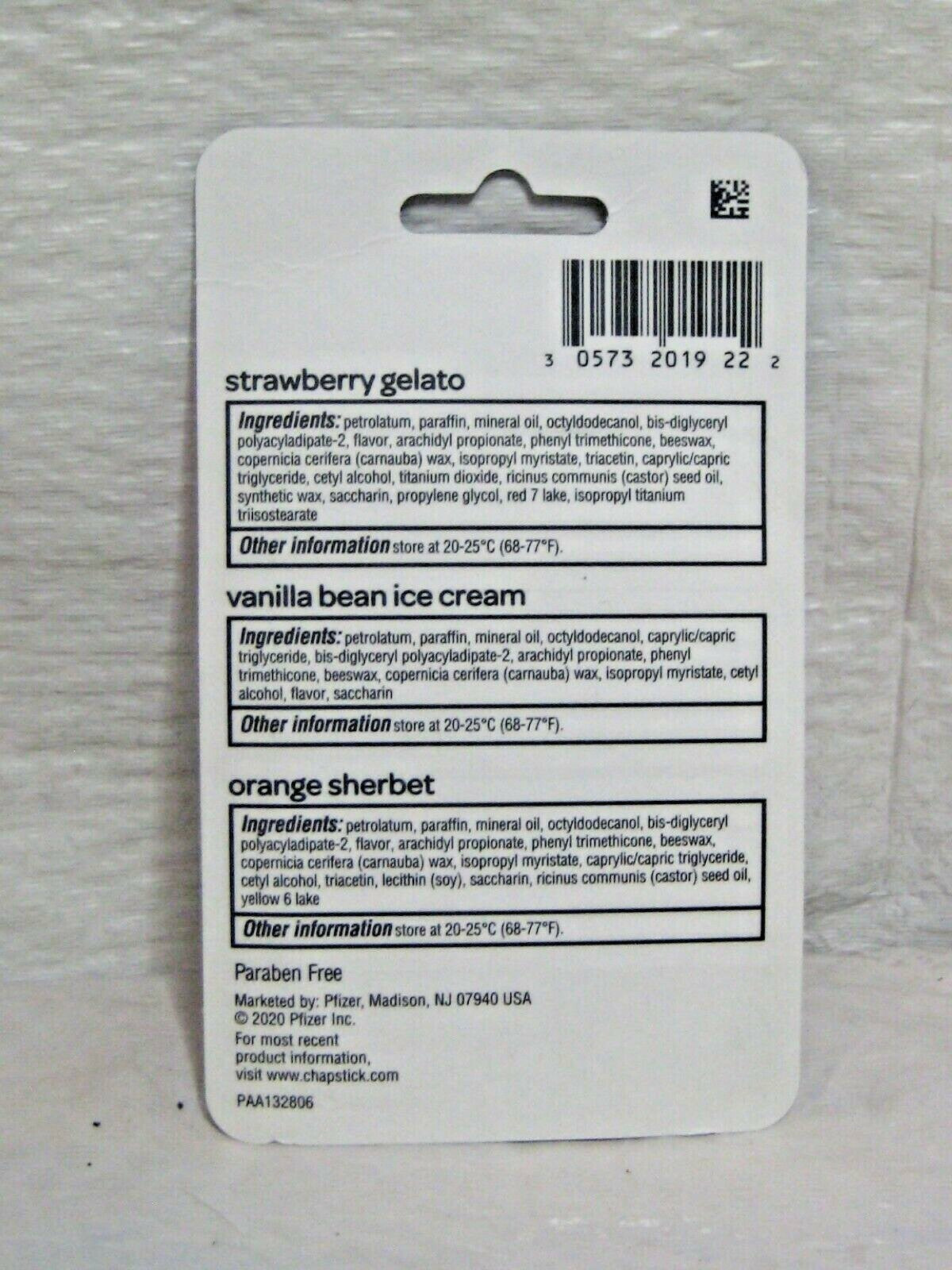 ChapStick Ice Cream Collection Lip Balm Set - Strawberry, Vanilla & Orange