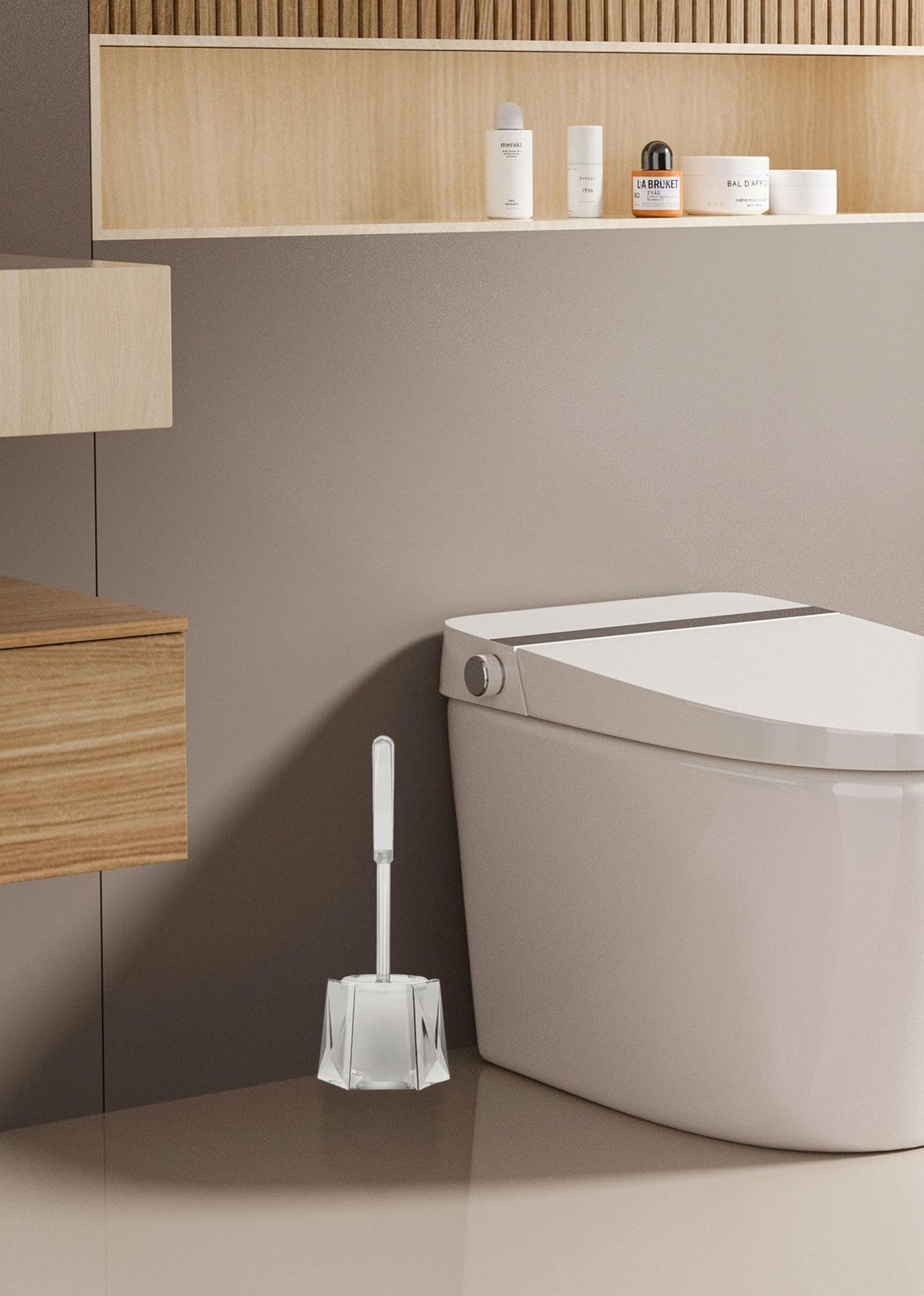 Bathroom Vanity Accessory Set - 5 Pieces Grey Acrylic Modern Design