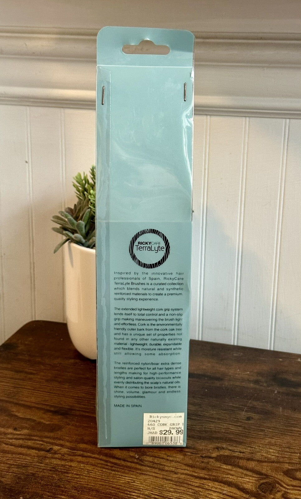RickyCare Terra Lyte Hair Brush Made in Spain - Lightweight & Gentle