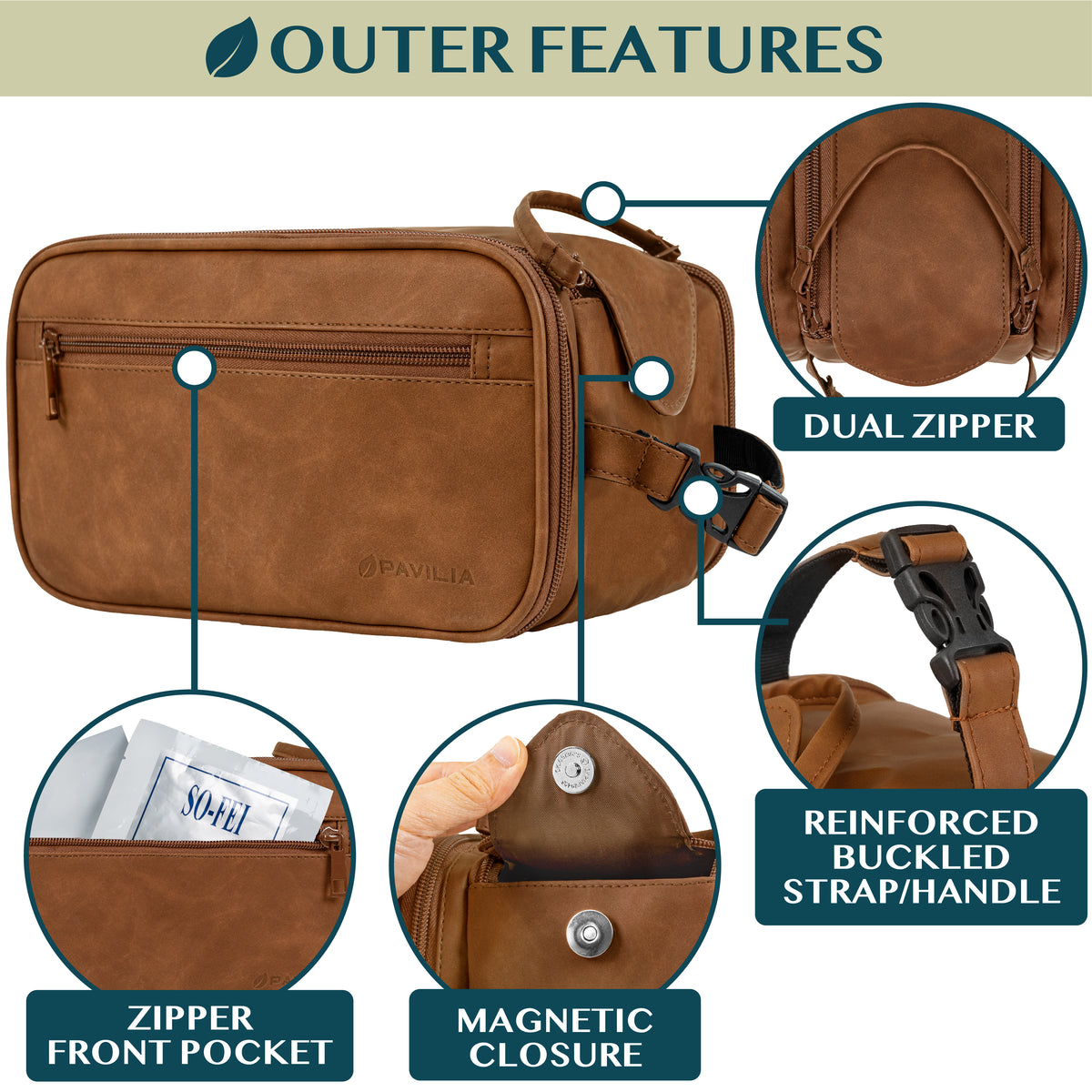 Travel Toiletry Bag Organizer for Men and Women Waterproof Cosmetic and Shaving Kit