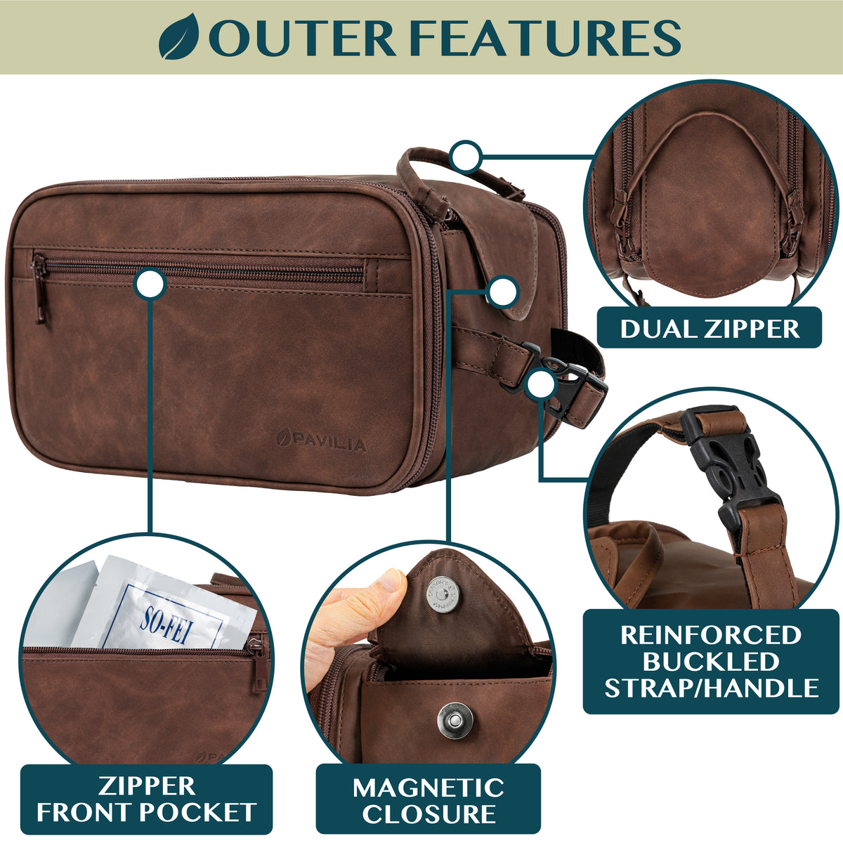 Travel Toiletry Bag Organizer for Men and Women Waterproof Cosmetic and Shaving Kit