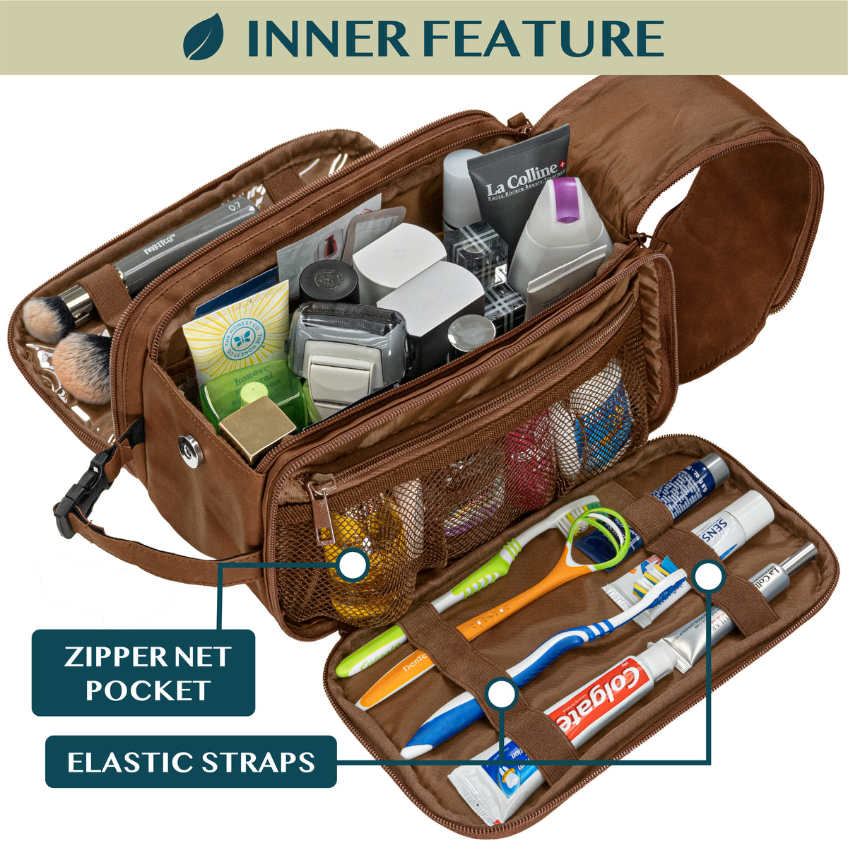 Travel Toiletry Bag Organizer for Men and Women Waterproof Cosmetic and Shaving Kit