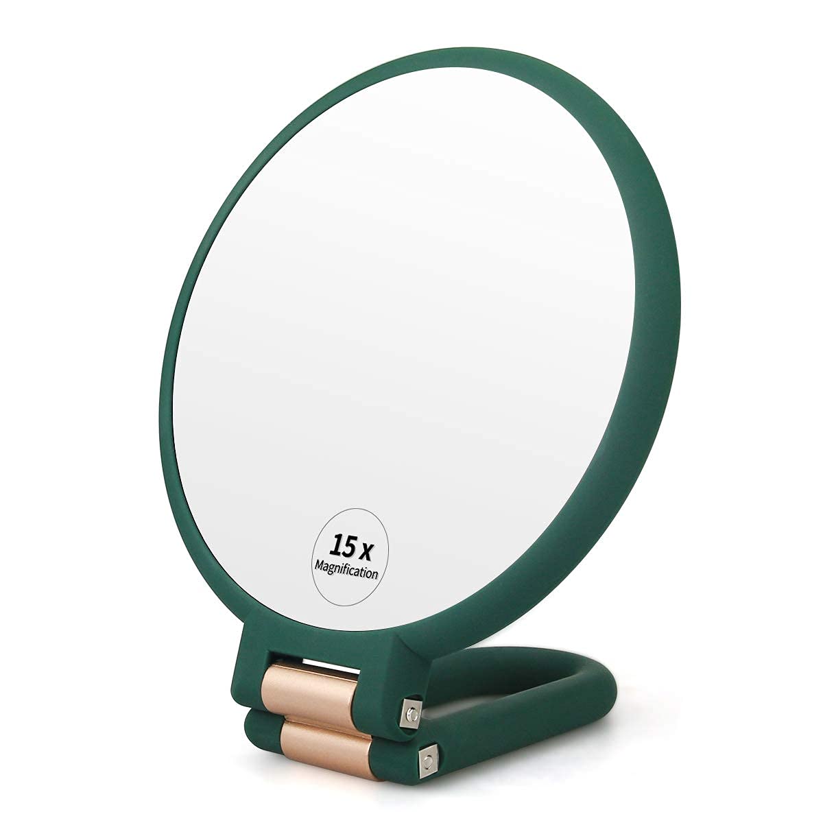 Portable 15X Magnifying Hand Mirror with Foldable Handle for Travel Makeup