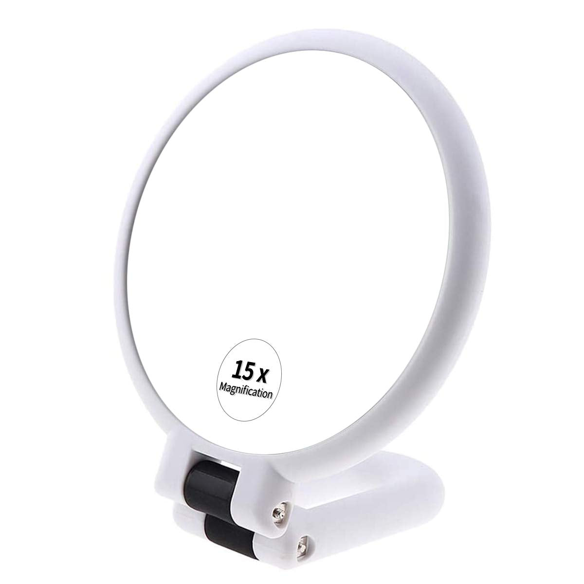Portable 15X Magnifying Hand Mirror with Foldable Handle for Travel Makeup