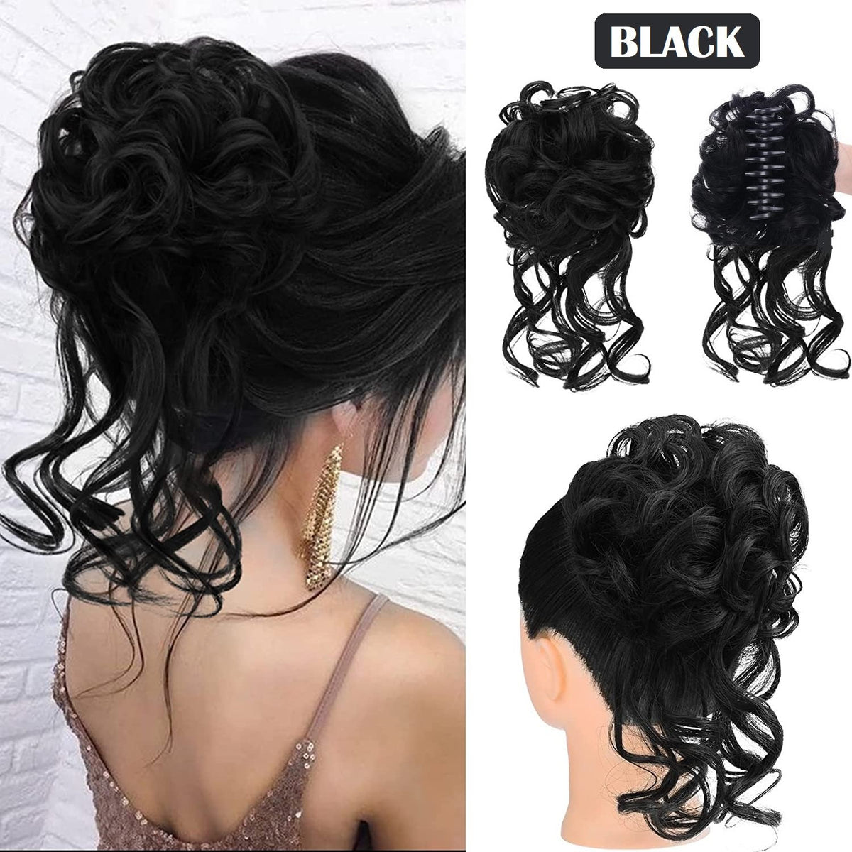 Thick Clip-On Messy Bun Hair Extension for Wedding & Updo Styles
