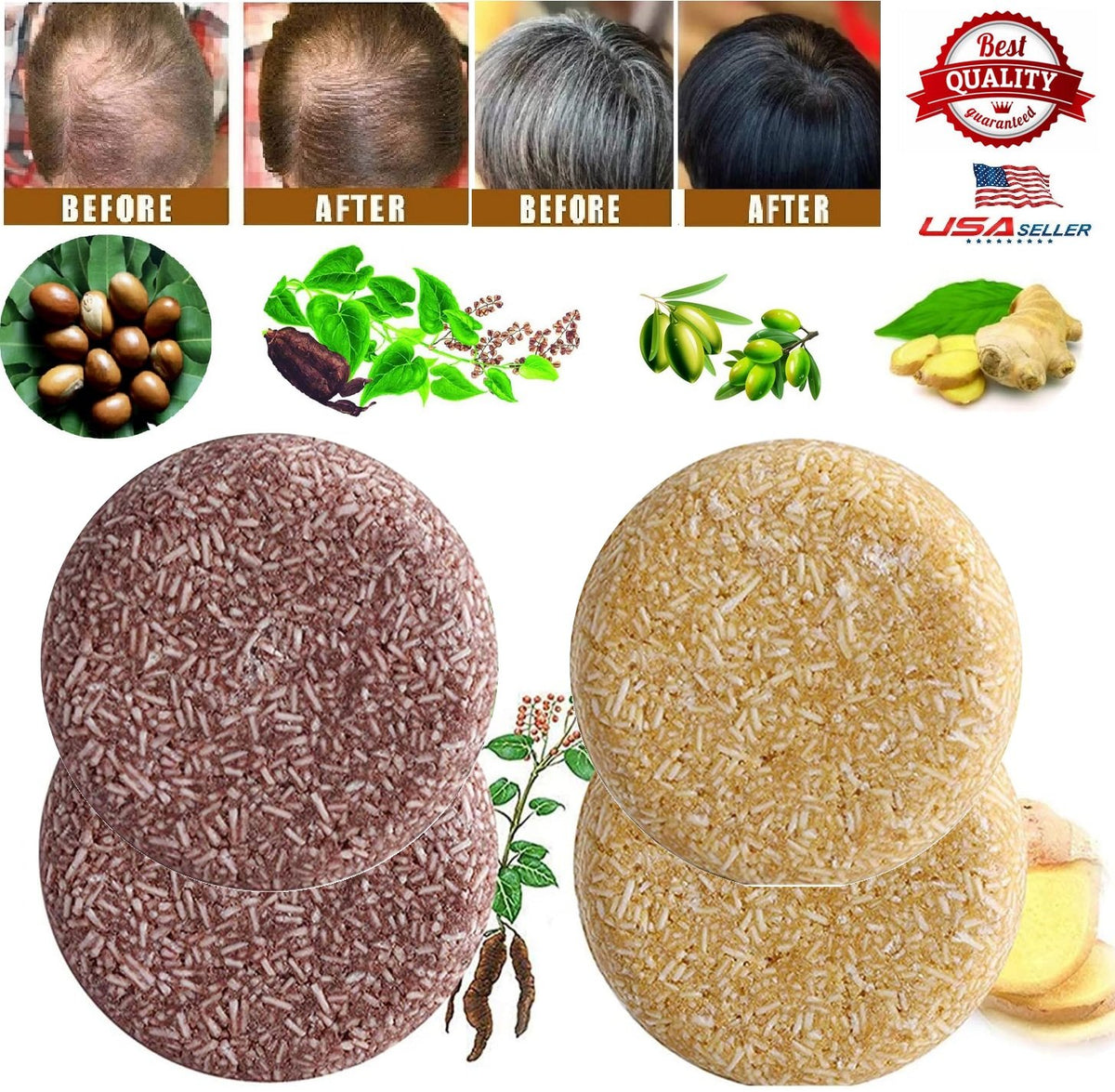 Natural Hair Growth & Darkening Shampoo Bar for Hair Repair & Scalp Care
